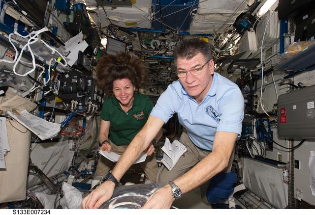 NASA image: Nespoli and Coleman in U.S. Laboratory