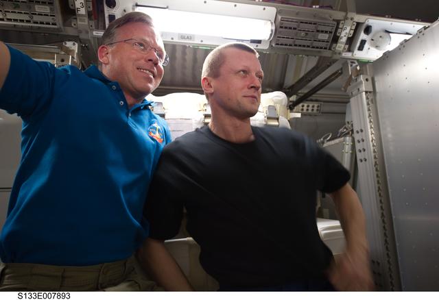 NASA image: STS-133 and Expedition 26 crew enter PMM (Permanent Multipurpose Module)