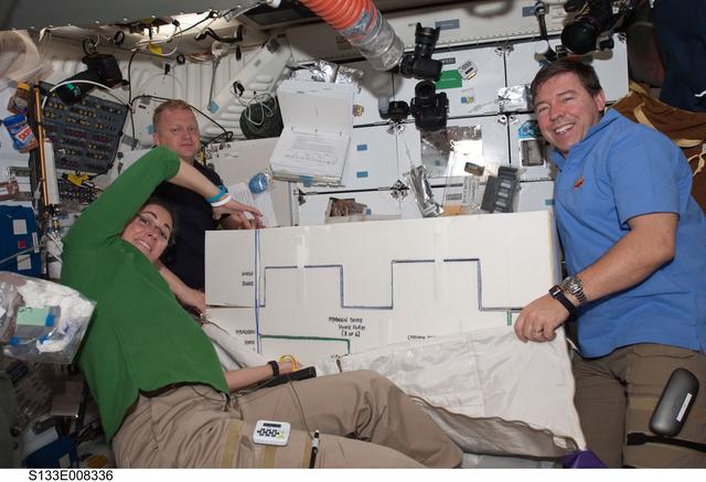 NASA image: Boe, Stott and Barratt  on middeck