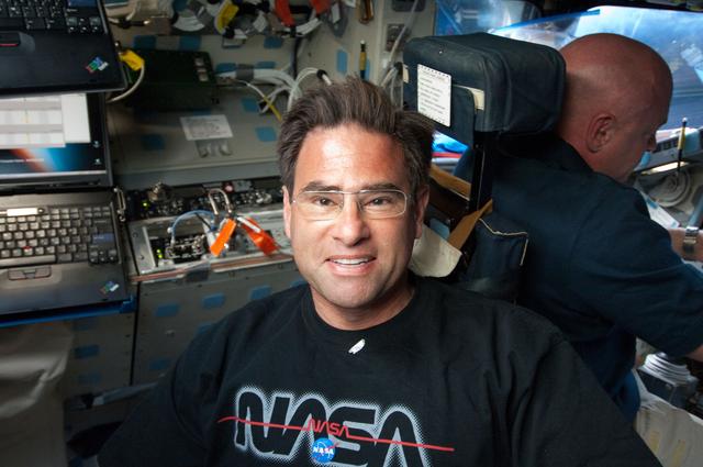 NASA image: View of STS-134 MS Chamitoff on the Flight Deck