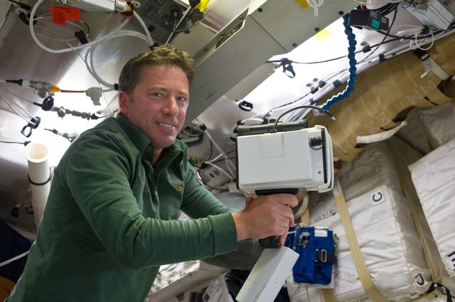 NASA image: View of STS-134 MS Vittori on the Shuttle Middeck