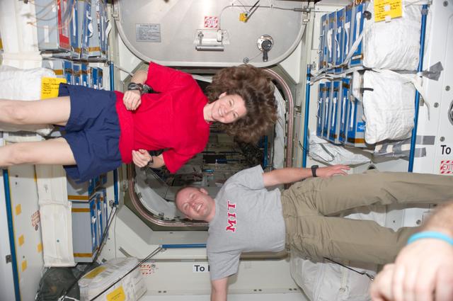 NASA image: STS-134 and Expedition 27 Crew Members in the Node 1