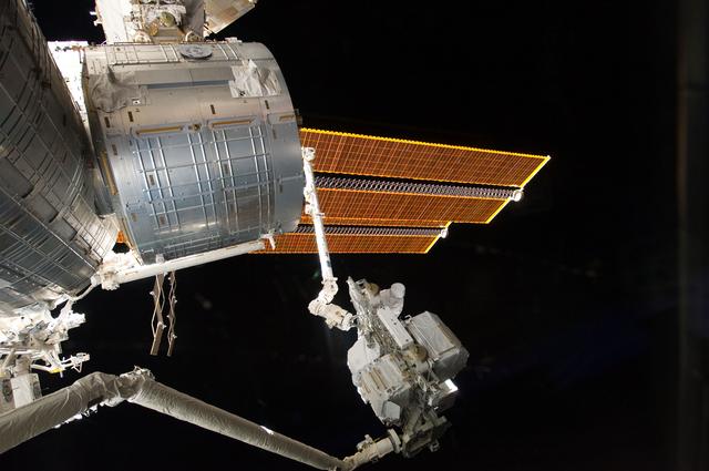 NASA image: View of ELC3 handoff from SRMS to SSRMS