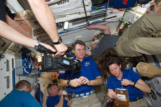 NASA image: View of Expedition 27 / STS-134 Crew Members in the Node 1