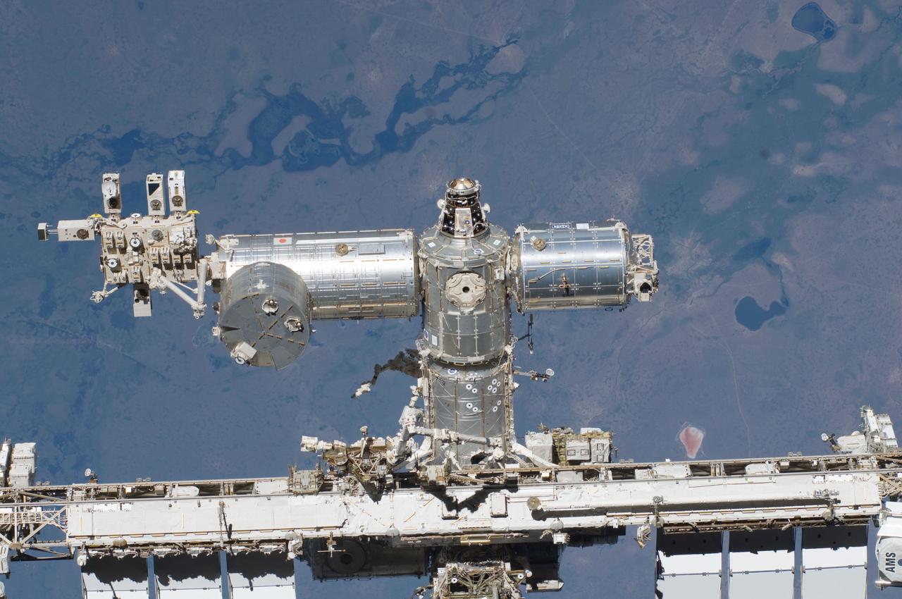 S134-E-010658 (29 May 2011) --- A close-up view of a section of the International Space Station is featured in this image photographed by an STS-134 crew member on the space shuttle Endeavour after the station and shuttle began their post-undocking relative separation. Undocking of the two spacecraft occurred at 11:55 p.m. (EDT) on May 29, 2011. Endeavour spent 11 days, 17 hours and 41 minutes attached to the orbiting laboratory. Photo credit: NASA