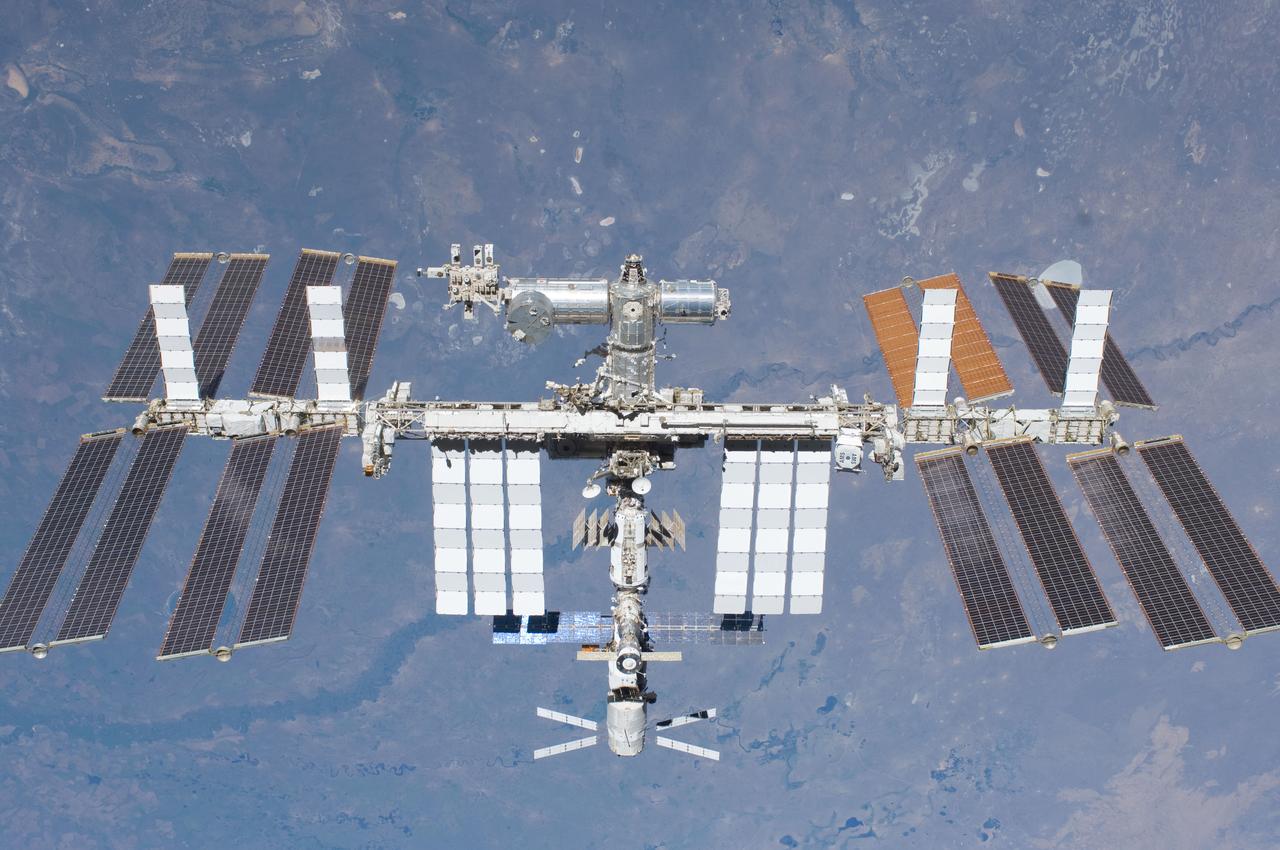 S134-E-010665 (29 May 2011) --- The International Space Station is featured in this image photographed by an STS-134 crew member on the space shuttle Endeavour after the station and shuttle began their post-undocking relative separation. Undocking of the two spacecraft occurred at 11:55 p.m. (EDT) on May 29, 2011. Endeavour spent 11 days, 17 hours and 41 minutes attached to the orbiting laboratory. Photo credit: NASA