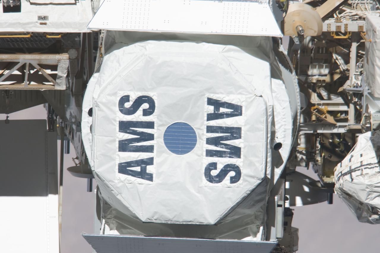 S134-E-010687 (29 May 2011) --- A close-up view of the newly-attached Alpha Magnetic Spectrometer-2 (AMS) on the International Space Station is featured in this image photographed by an STS-134 crew member on the space shuttle Endeavour after the station and shuttle began their post-undocking relative separation. Undocking of the two spacecraft occurred at 11:55 p.m. (EDT) on May 29, 2011. Endeavour spent 11 days, 17 hours and 41 minutes attached to the orbiting laboratory. Photo credit: NASA
