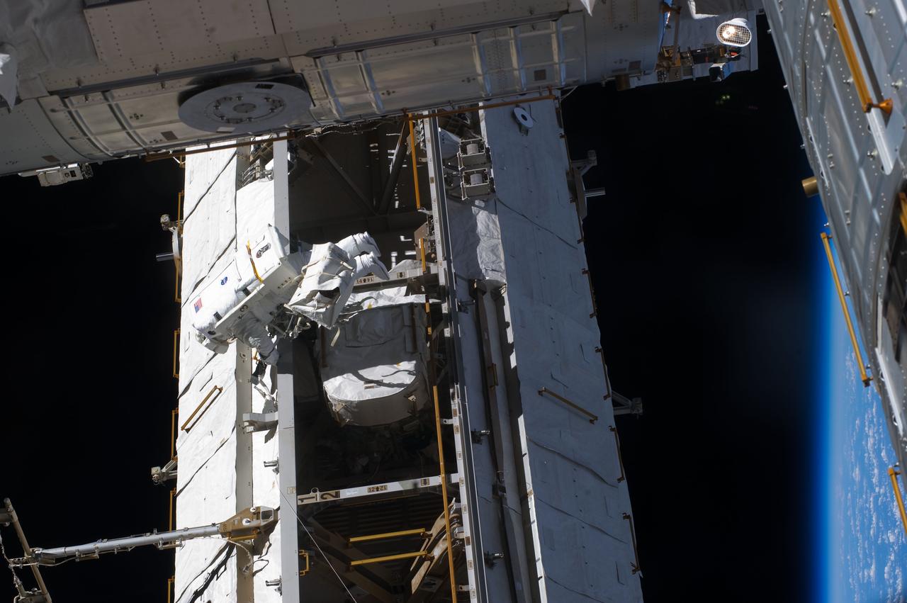 View of STS-134 MS Fincke during EVA-4
