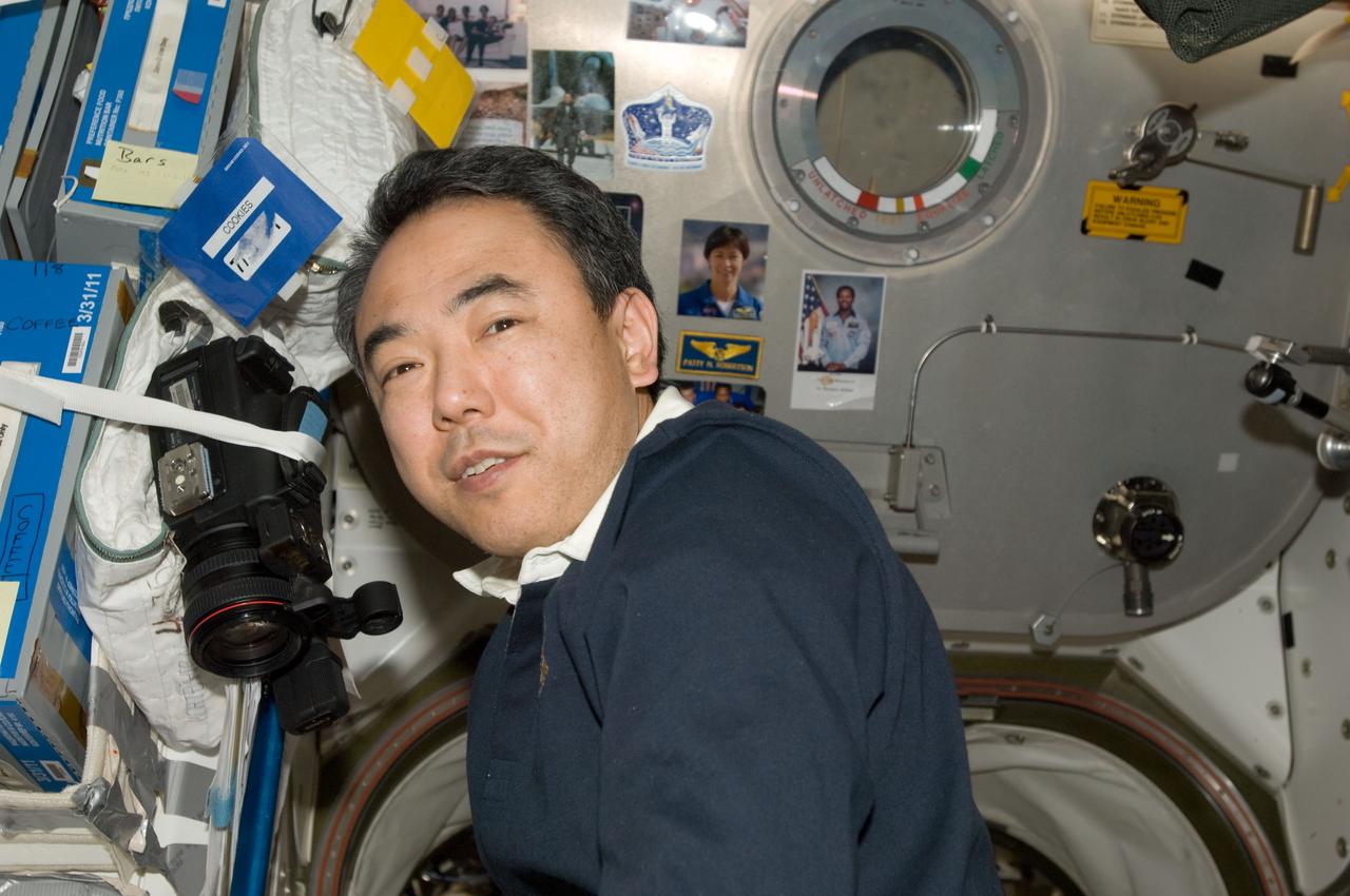 S135-E-009501 (18 July 2011) --- Japan Aerospace Exploration Agency astronaut Satoshi Furukawa is pictured inside the International Space Station's Node 1 or Unity. Furukawa and his five Expedition 28 crewmates were preparing to bid farewell to the STS-135 crew members, who have been visiting the station, carrying out a very busy agenda of work for over a week. Photo credit: NASA