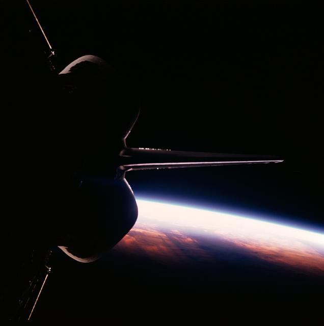 NASA image: STS-26 Discovery, OV-103, onboard view of the Earth sunrise