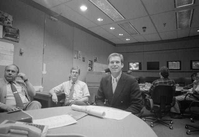 NASA image: SE83-9 "Chix in Space" student experimenter monitors STS-29 onboard activity