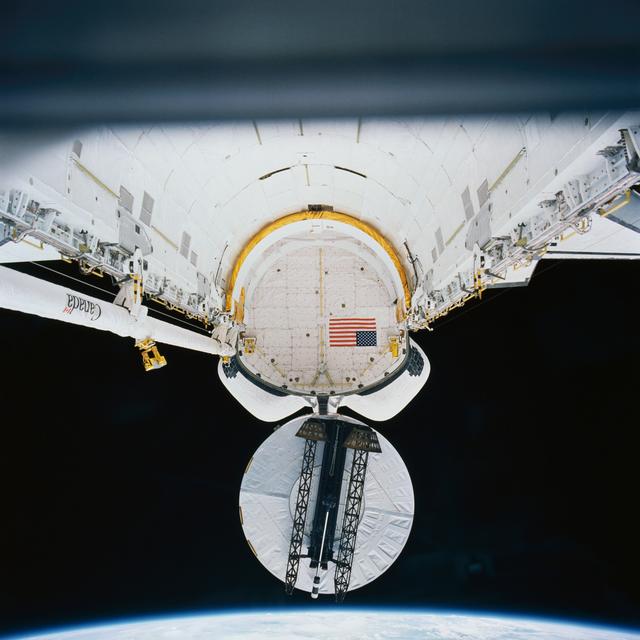 NASA image: STS-32 SYNCOM IV-5 is deployed from Columbia's, OV-102's, payload bay