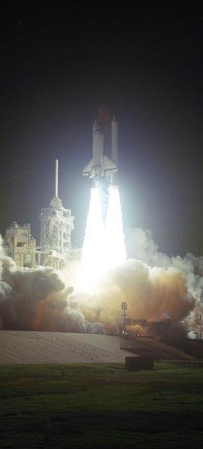 NASA image: STS-35 Columbia, OV-102, lifts off from KSC LC Pad 39B at 1:49 am (EST)