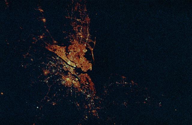 NASA image: STS-36 night Earth observation of New York City, New York