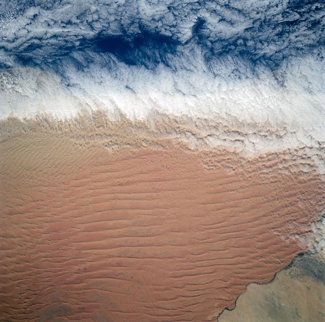 NASA image: Fog Bank, Namib Desert, Namibia, Africa