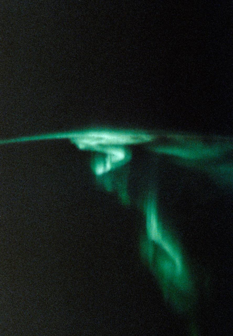 STS-45 Earth observation taken onboard Atlantis, Orbiter Vehicle (OV) 104, is of the Aurora Australis or Southern Lights. The STS-45 crewmembers note the interesting spiralling or corkscrew appearance of this particular sighting. Aurorae were observed and photographed throughout the STS-45 nine-day mission.