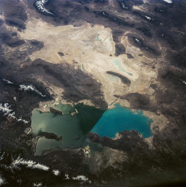 NASA image: Great Salt Lake and Bonneville Salt Flats, UT, USA