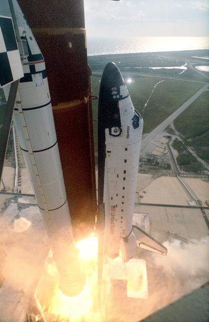 NASA image: STS-45 Atlantis, OV-104, lifts off from KSC Launch Complex (LC) Pad