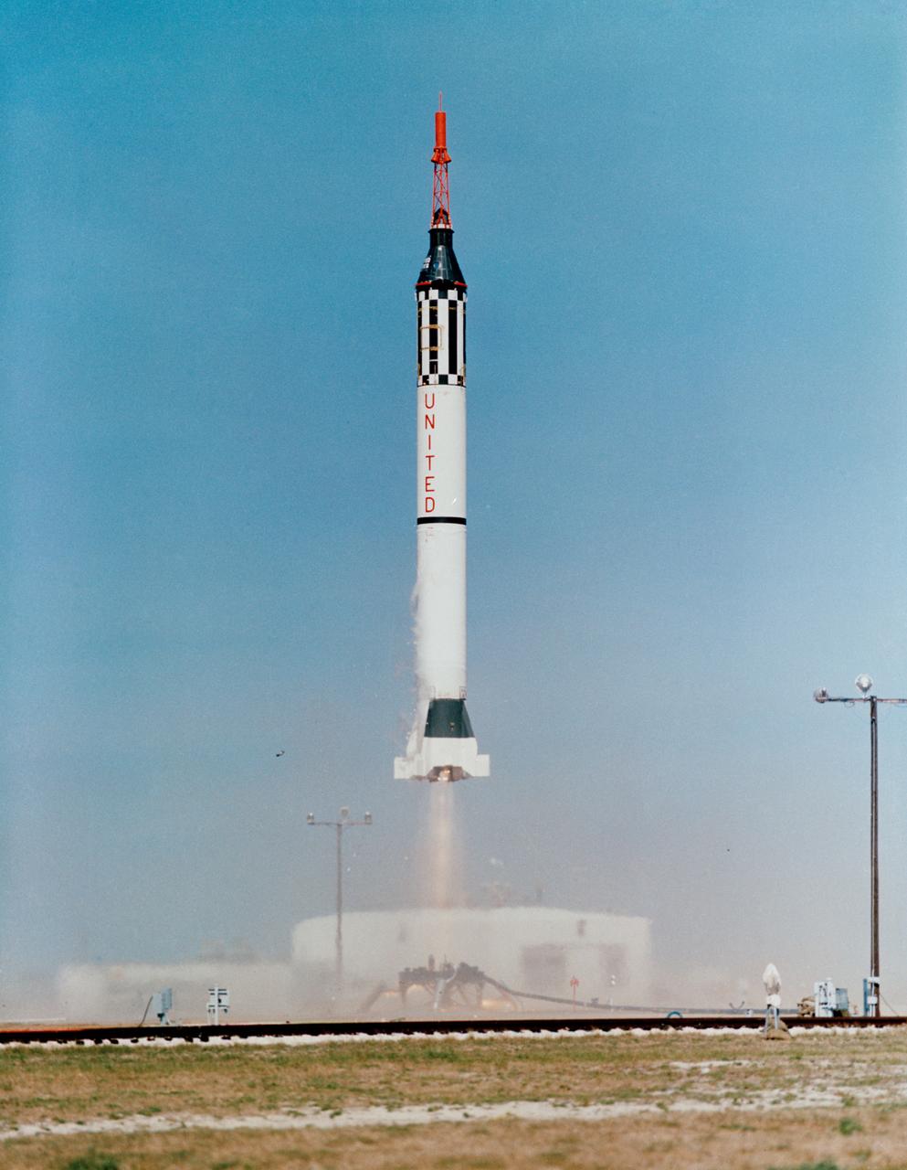 S61-01942 (31 Jan. 1961) --- Launch of the Mercury-Redstone 2 (MR-2) vehicle on Jan. 31, 1961. The 16-minute suborbital flight carried biomedical test subject chimpanzee (Ham) aboard. Photo credit: NASA