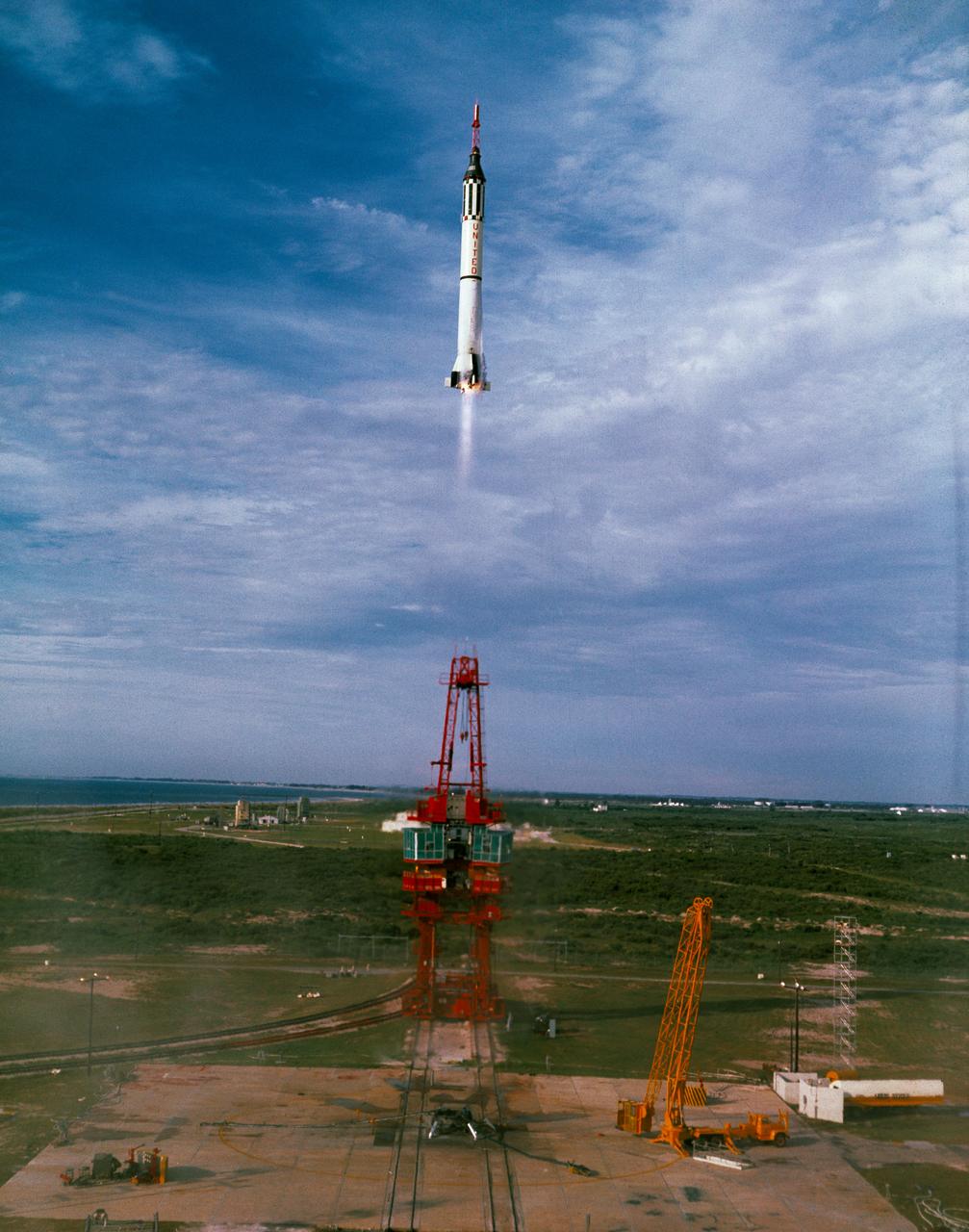 S61-03248 (21 July 1961) --- Mercury-Redstone 4 (MR-4) launch of Virgil I. Grissom on July 21, 1961, from Cape Canaveral, Florida. Photo credit: NASA