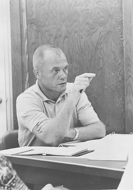 Studying - Astronaut John H. Glenn, Jr. - Mercury-Atlas (MA)-6 - Cape