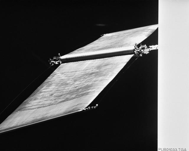 NASA image: HST Solar Arrays photographed by Electronic Still Camera
