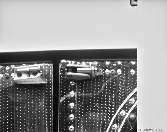 NASA image: Latch of HST aft shroud photographed by Electronic Still Camera