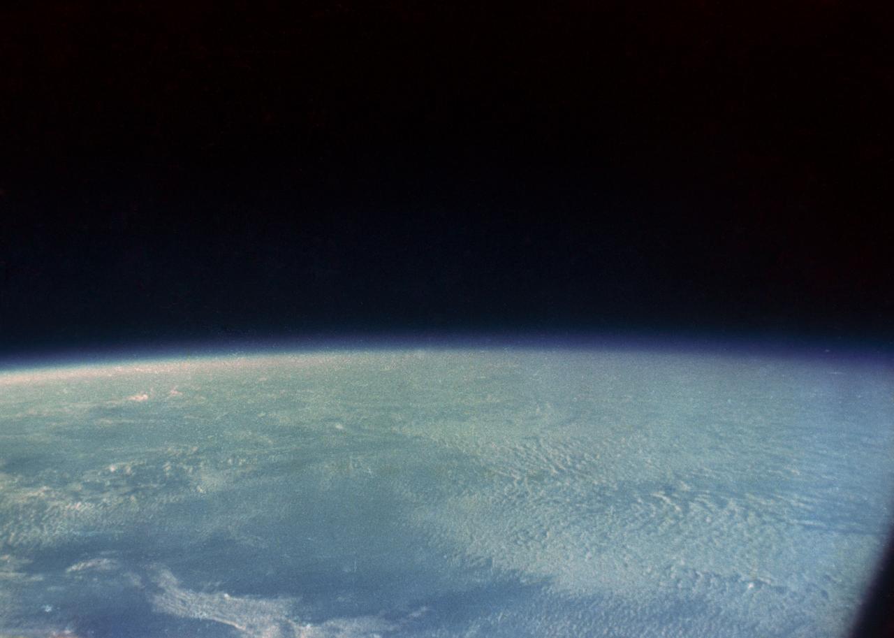 S62-06020 (20 Feb. 1962) --- View of Earth taken by astronaut John H. Glenn Jr. during his Mercury Atlas 6 (MA-6) spaceflight. Photo credit: NASA