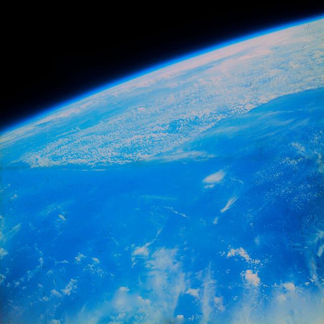 NASA image: Horizon photo of Western horizon over South America - sixth orbit pass 