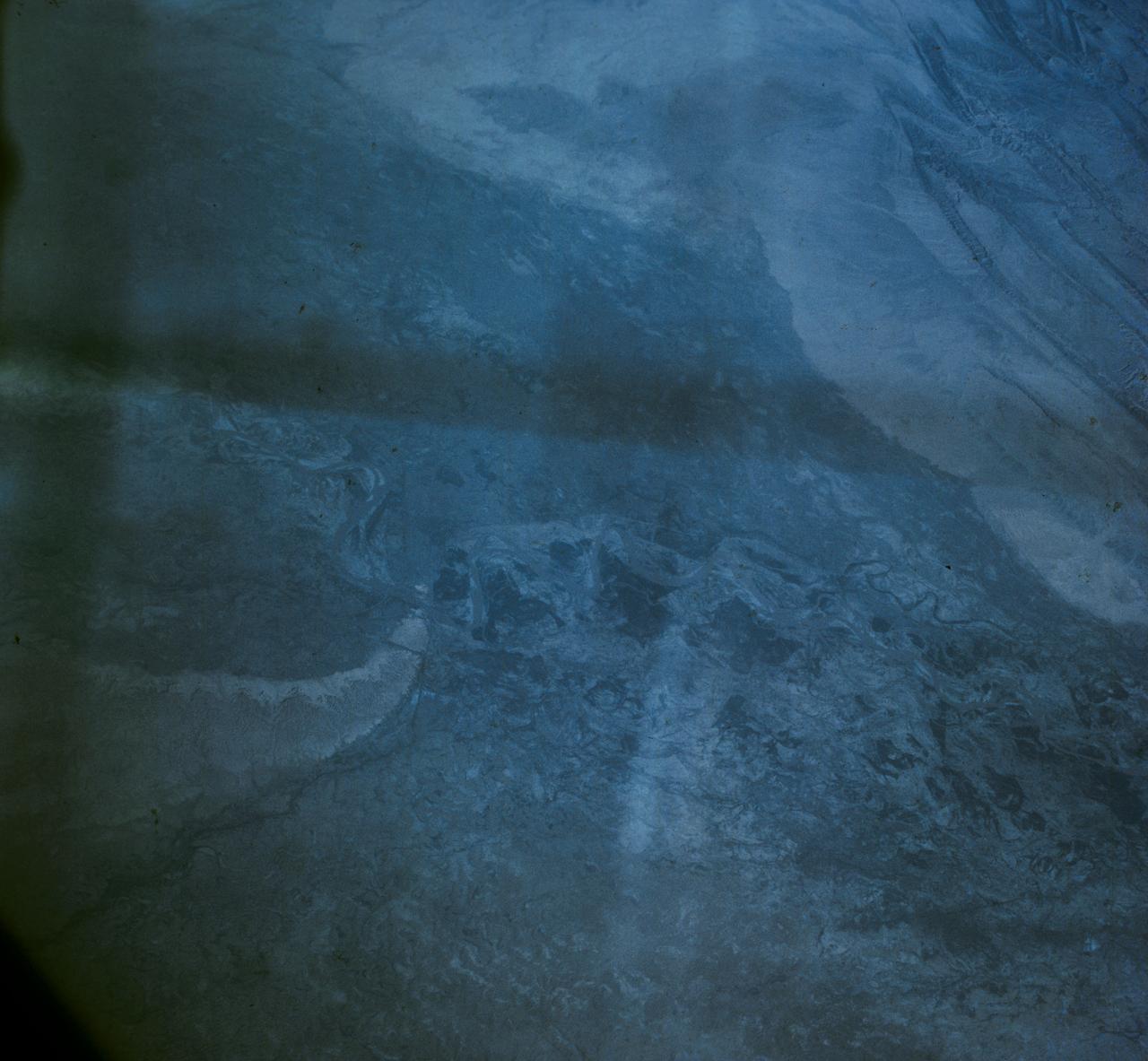 S63-06455 (15-16 May 1963) --- Indus River above Hyderabad, photographed from the Mercury-Atlas 9 (MA-9) capsule by astronaut L. Gordon Cooper Jr., during his 22-orbit MA-9 spaceflight. Photo credit: NASA