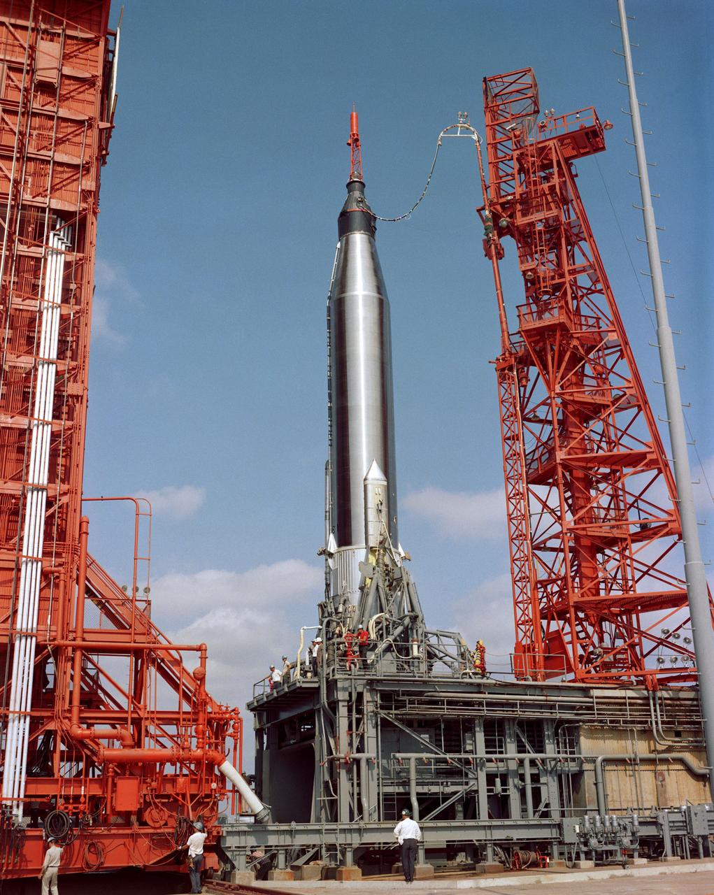 S63-07608 (1963) --- Preparation for launch of Mercury-Atlas 9 (MA-9). Photo credit: NASA