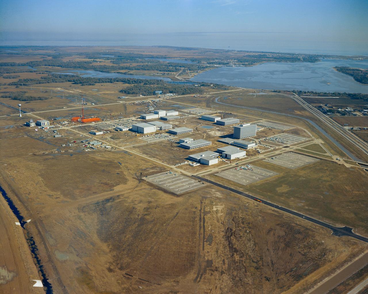 S63-23656 (1963) --- Aerial view of construction progress at the Manned Spacecraft Center, Houston, Texas.    NOTE: The Manned Spacecraft Center was named Lyndon B. Johnson Space Center in memory of the late President following his death.