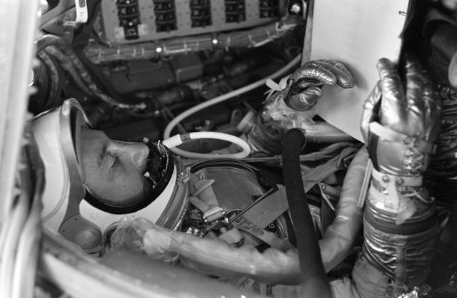 NASA image: Astronaut Grissom - Cabin - "Liberty Bell 7" - Capsule