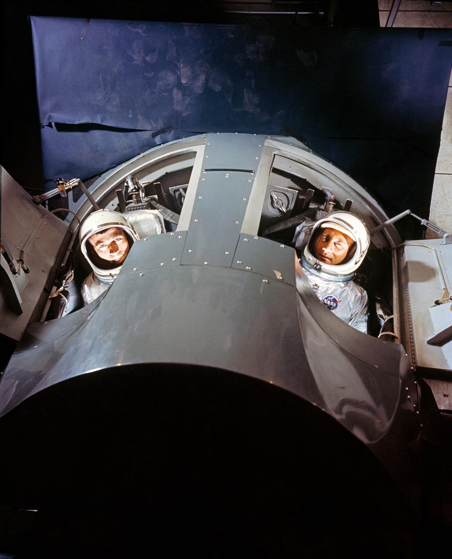 Astronauts Grissom and Young in Gemini Mission Simulator