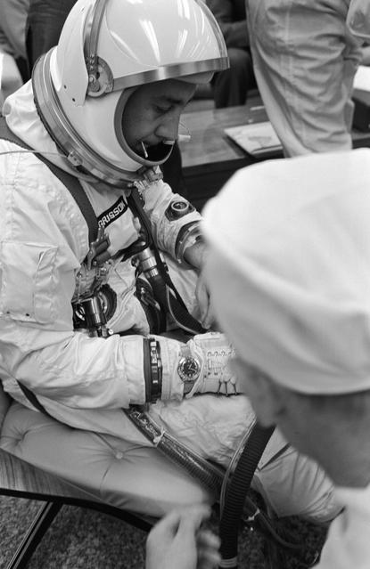 NASA image: ASTRONAUT JAMES A. LOVELL, JR. - MISC. - SUITING-UP - CAPE