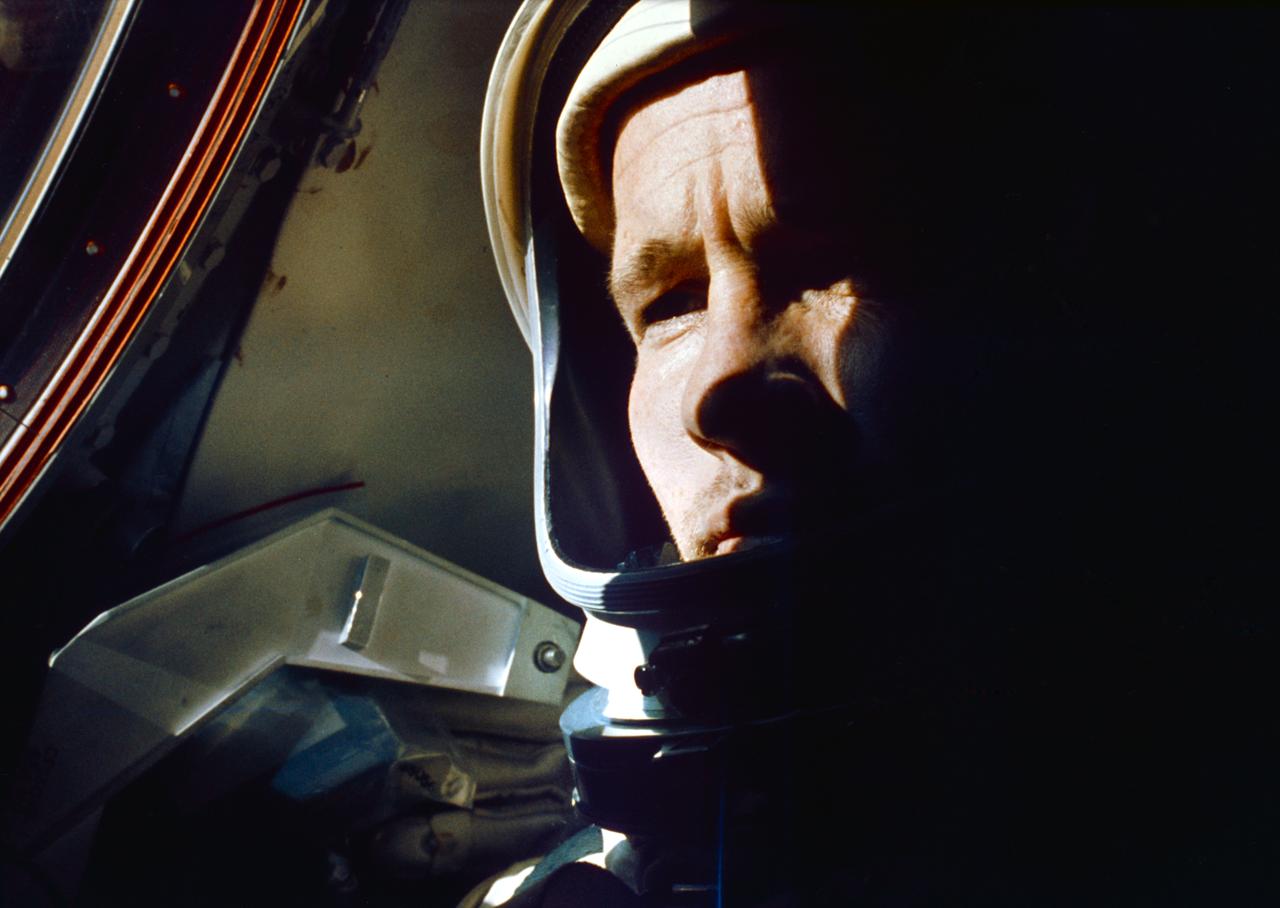 S65-30549 (3-7 June 1965) --- Astronaut Edward H. White II, Gemini IV pilot, is photographed onboard the Gemini-Titan 4 spacecraft during the four-day Earth-orbital mission. Photo credit: NASA
