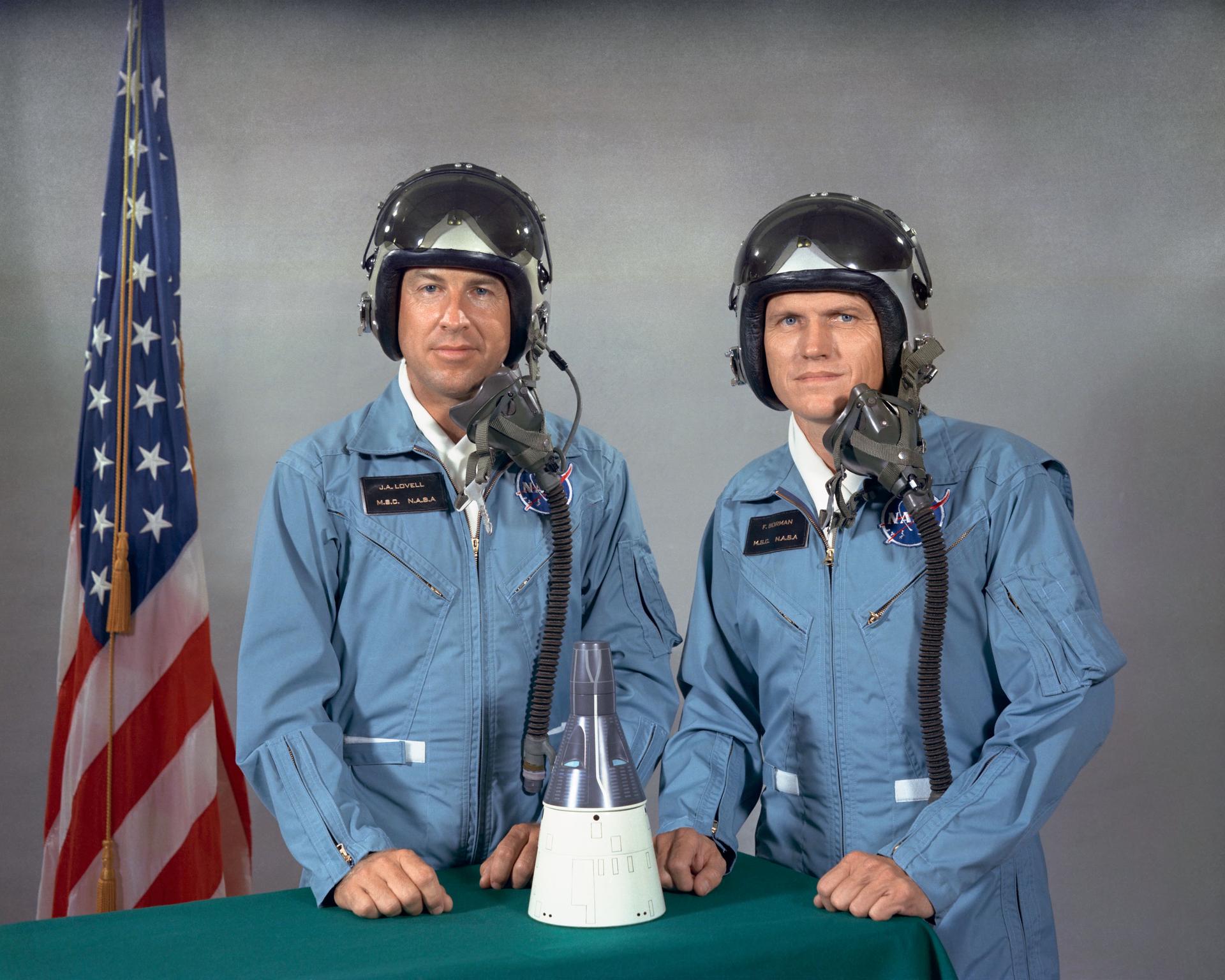 Portrait of astronauts Frank Borman and Jim Lovell, the prime crew for Gemini 7