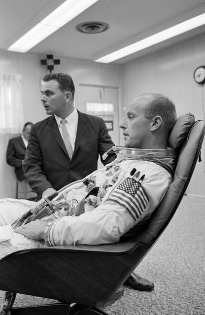 NASA image: GEMINI-TITAN (GT)-V - PILOT - SUITING-UP - CAPE