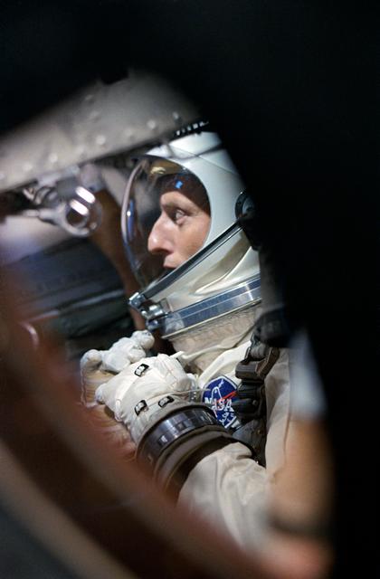 NASA image: View of Astronaut Charles Conrad Jr. in Gemini 5 spacecraft