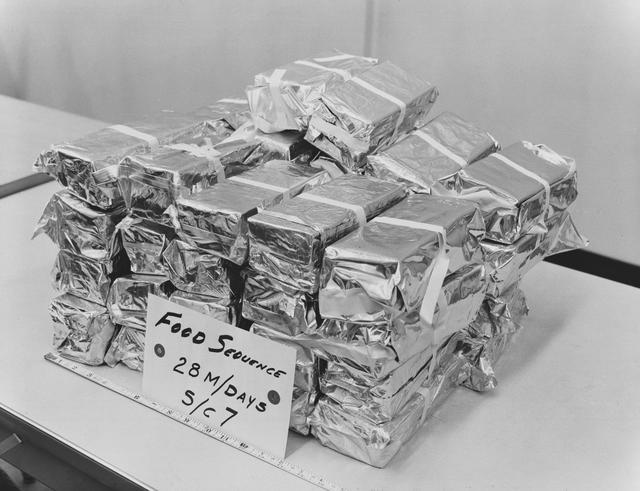 NASA image: View of food packets for the Gemini 7 space flight