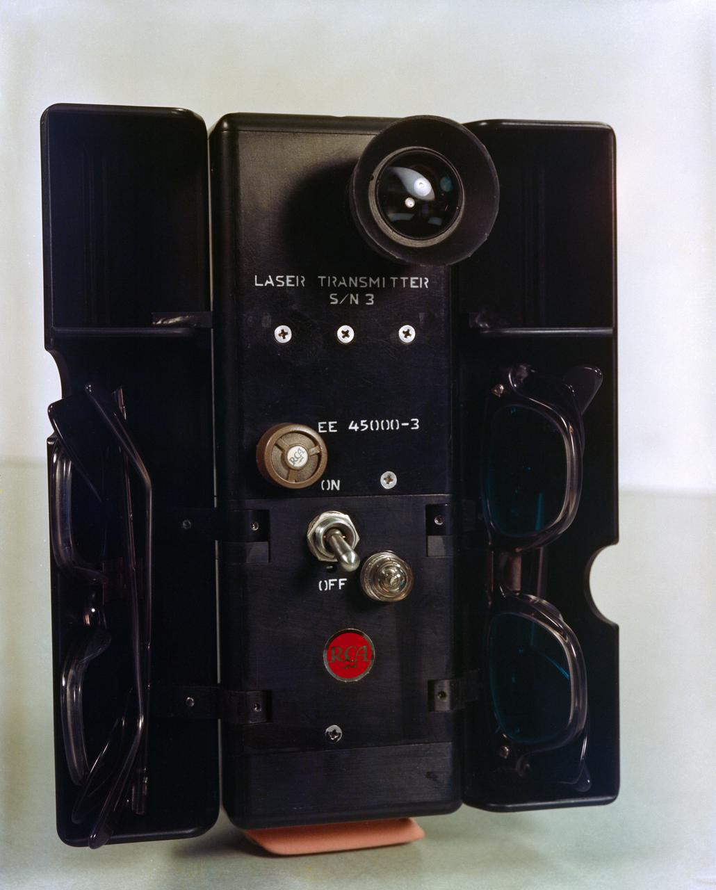S65-61777 (8 Dec. 1965) --- Close-up view of a laser transmitter unit which is being used for the Gemini-7 Optical Communication (MSC-4) experiment. Astronauts Frank Borman, command pilot; and James A. Lovell Jr., pilot, are now orbiting Earth in NASA's Gemini-7 spacecraft. Photo credit: NASA
