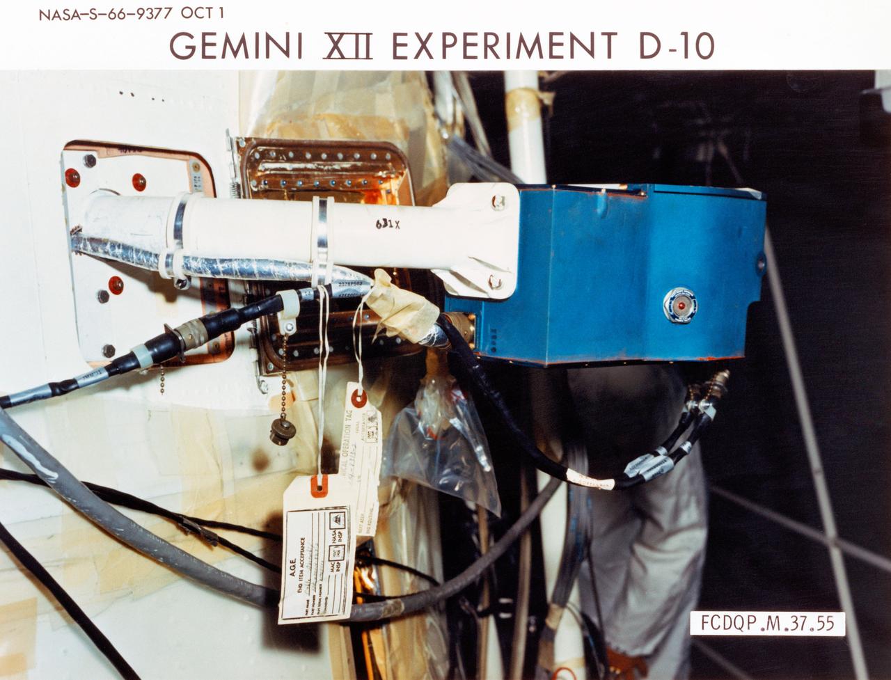 S66-09377 (1 Oct. 1966) --- One of two Ion Sensors which will be used to investigate determination of Gemini-12 spacecraft attitude in yaw and pitch from measurement of ion flow variations. Each sensor is attached to an extendible boom in the retrograde adapter section. Photo credit: NASA