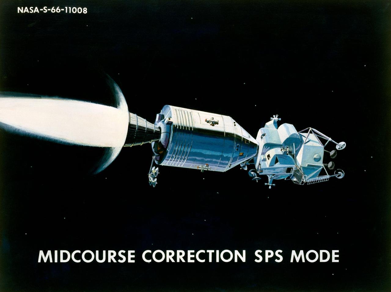 Apollo CM, Mid-Course correction, SPS Mode.              MSC, HOUSTON, TX                   CN/BW              12/01/1966 - 06/01/1966