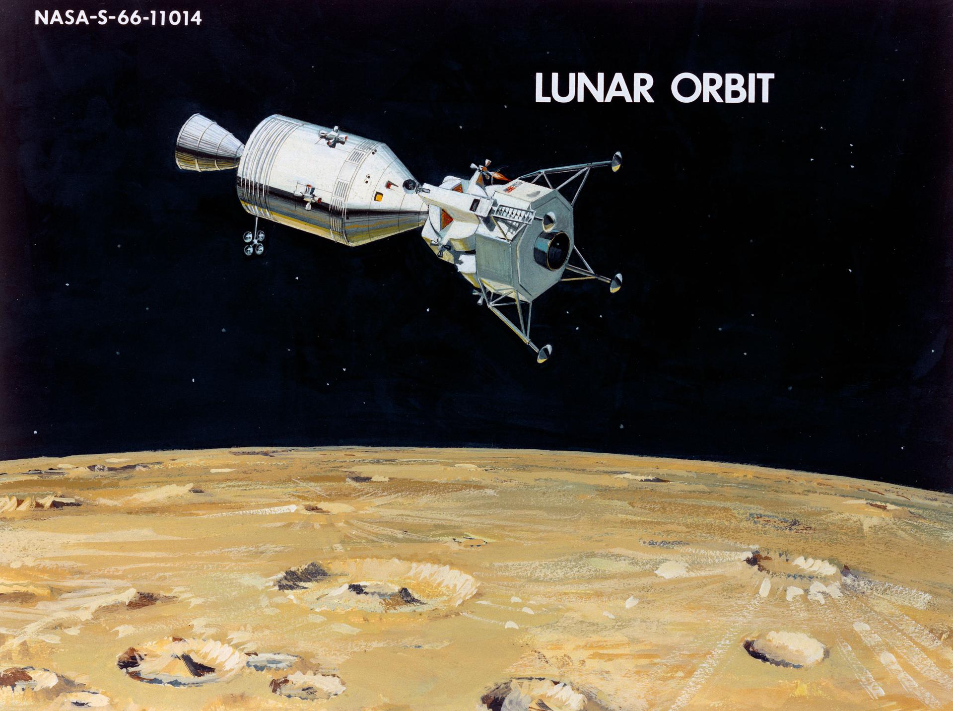 Diagram showing the Apollo spacecraft in lunar orbit