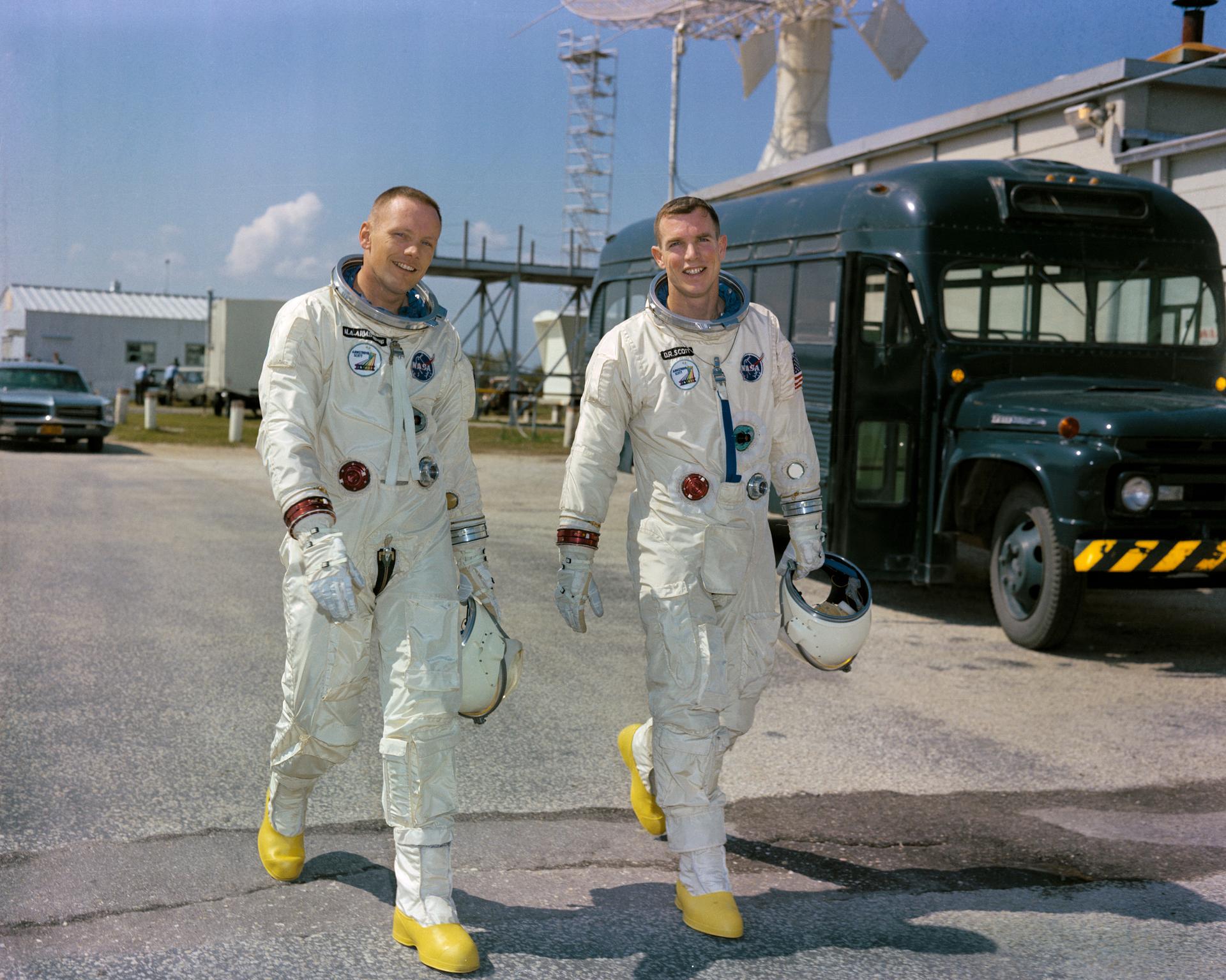Gemini 8 Astronauts Neil Armstrong and Dave Scott walking
