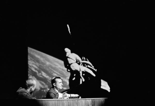 NASA image: PRESS CONFERENCE - GEMINI-11- ASTRONAUTS - MSC