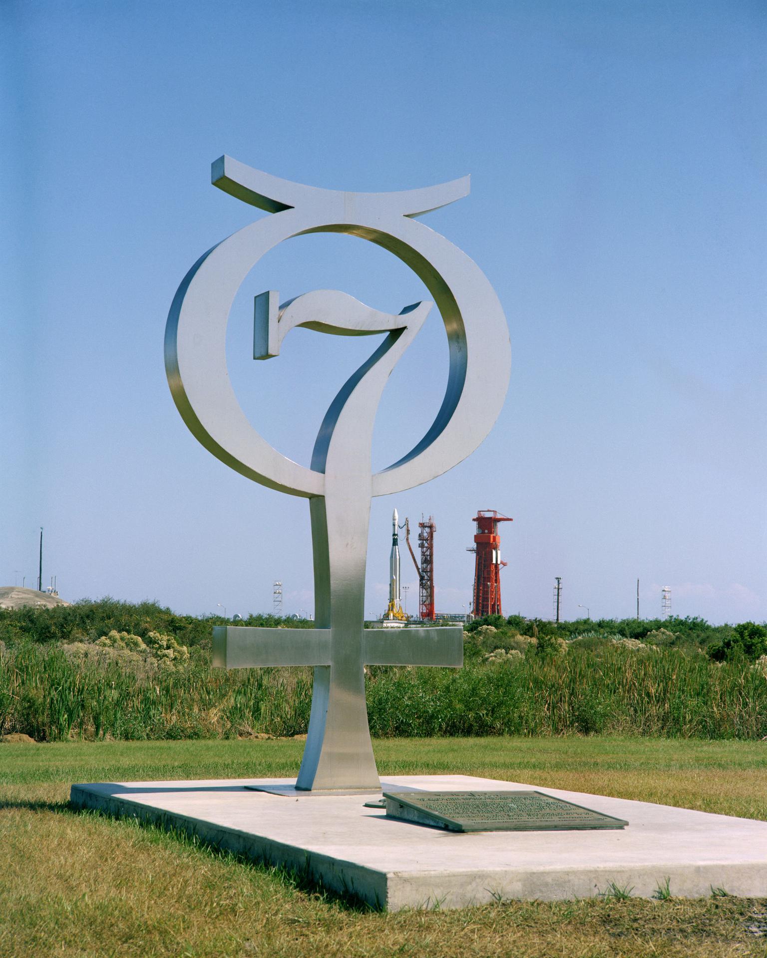 The Project Mercury symbol monument is seen at Cape Canveral