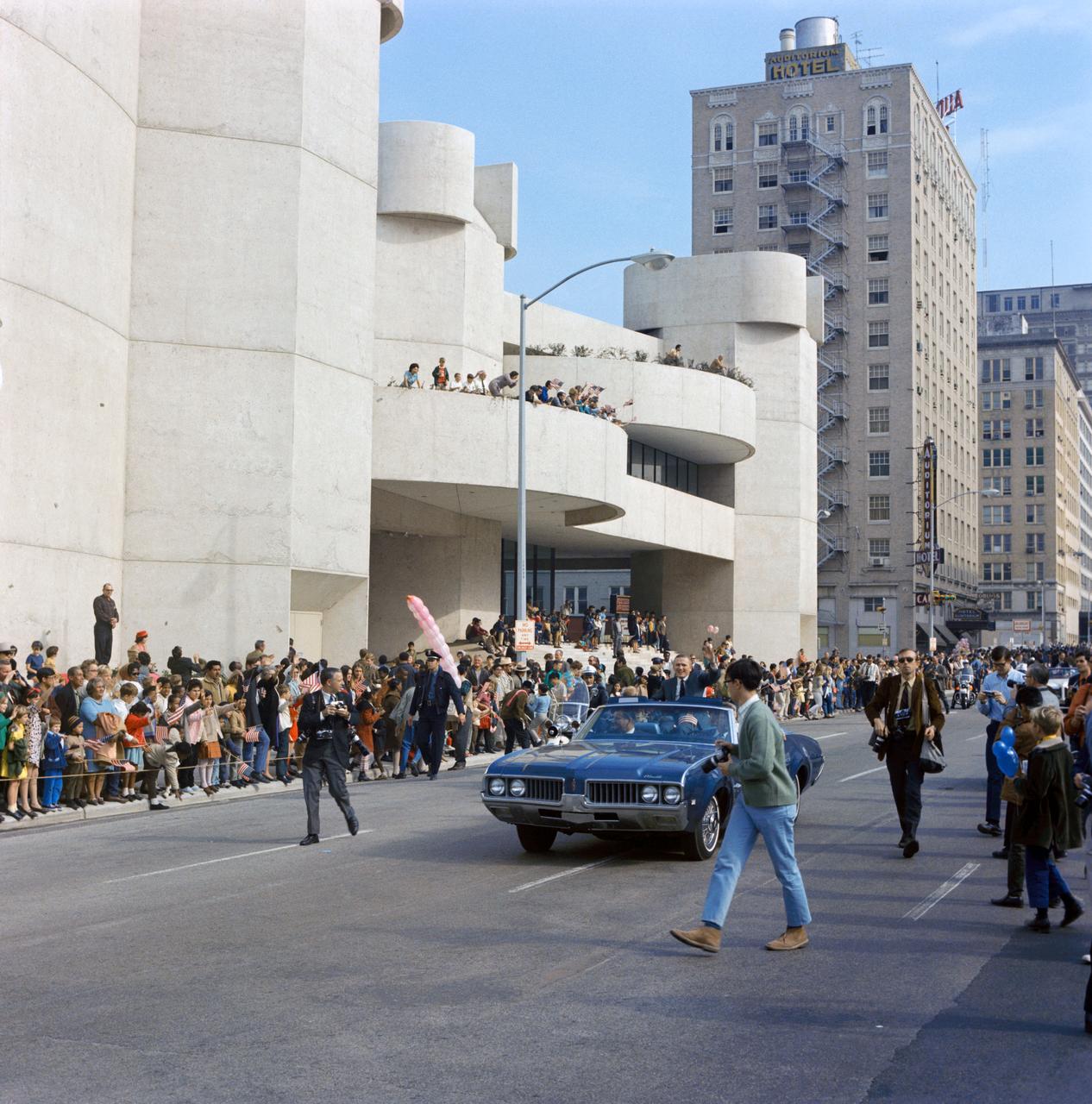 Astronaut Frank Borman, commander; and family are photographed during parade through Houston at the end of the Apollo VIII flight.