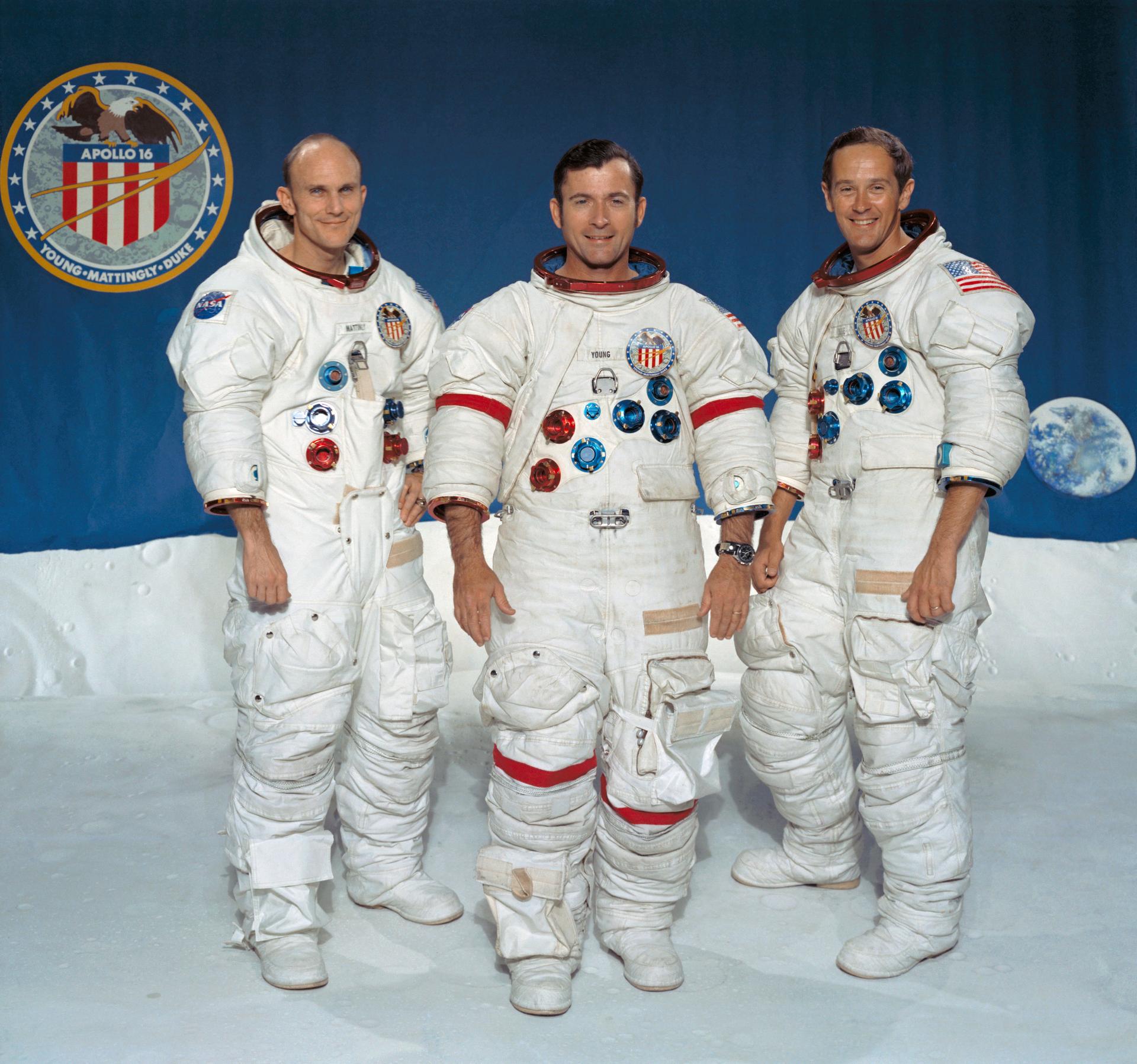 Portrait of the prime crew for Apollo 16