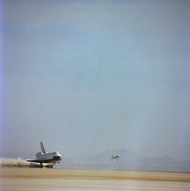 NASA image: Shuttle Orbiter "Enterprise" lands at Edwards AFB after second ALT